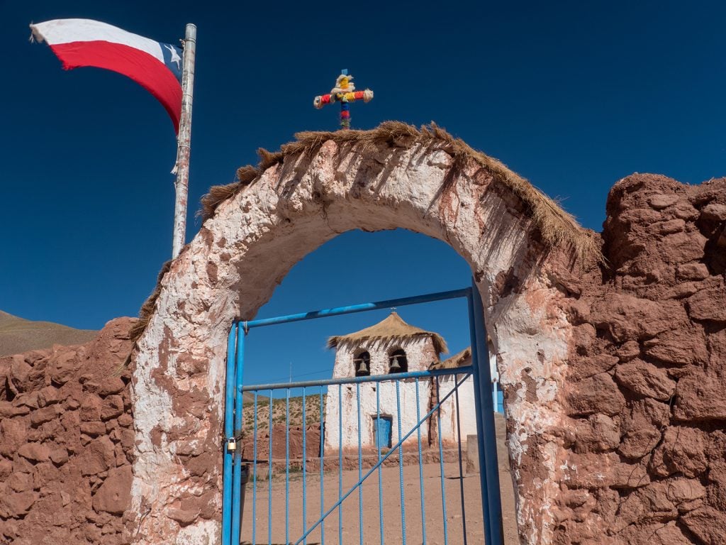 Chilean Flag in Front of Church