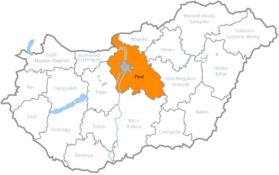 Pest County in present-day Hungary