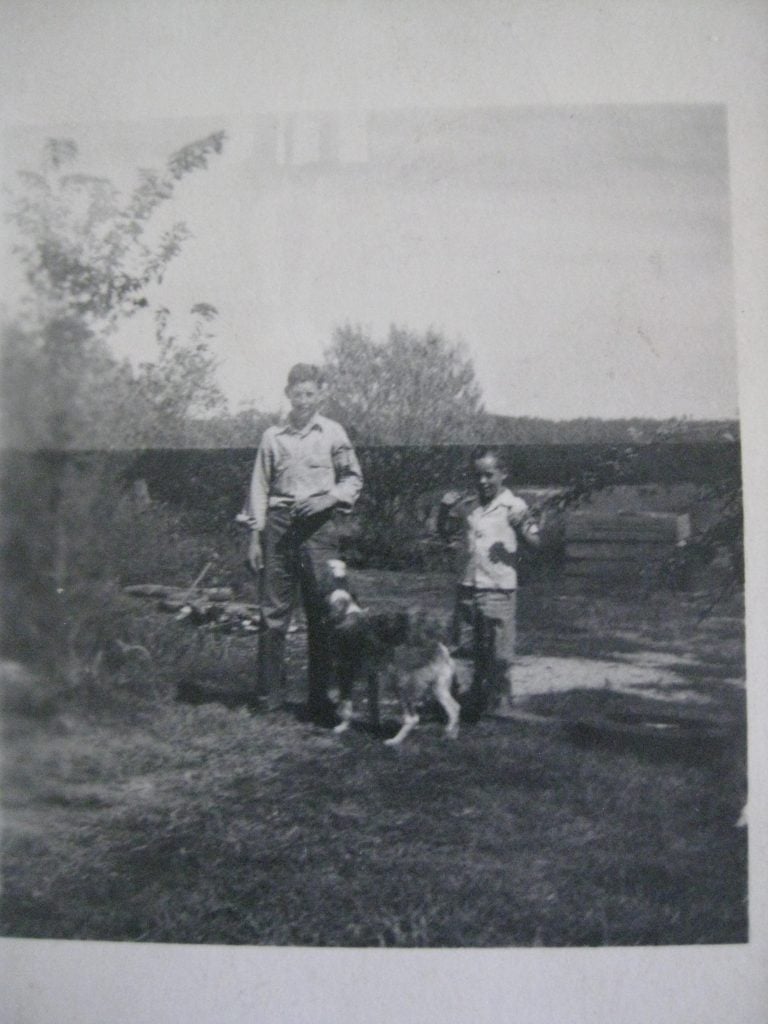 ancestor with his pet dog, the brave Rex
