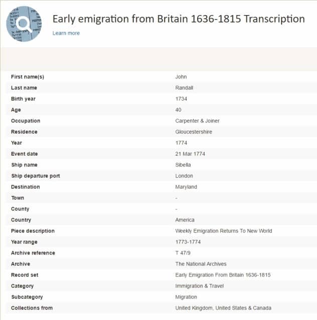 FindMyPast databases and record collections